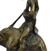 Indian Man with Spear on Horse Bronze Sculpture
