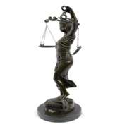 Blind Justice Lady Bronze Sculpture on Marble Base Statue