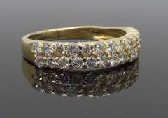 14K Two Row Diamond Band