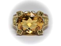 Fabulous 14K Citrine, Ruby, & Diamond Ring