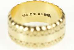 14K Yellow Gold 8.3mm Ornate Scalloped Pattern Wedding Band Ring