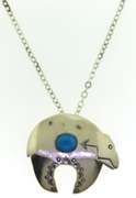 Sterling Silver Bear Turquoise Necklace