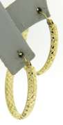 Simple Yellow Gold Diamond Cut Oval Hoop Earrings