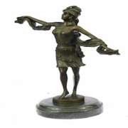 Dancer Bronze Sculpture on Marble Base Figurine