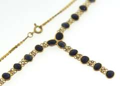 Stunning Yellow Gold Bezel Set Sapphire "Y" Necklace