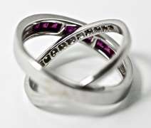 Architectural 18K Ruby & Diamond Bypass Ring