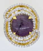 Shimmering Natural Ruby & White Sapphire Ring in Vermeil