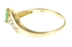 10K Yellow Gold Marquise Emerald Diamond Chevron Statement Ring