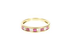 14K Yellow Gold 0.44 Ctw Ruby Diamond Channel Wedding Band Ring