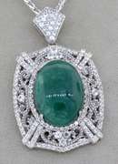 Exquisite Massive 28.44CTW Emerald & Sapphire Necklace in Sterling Silver