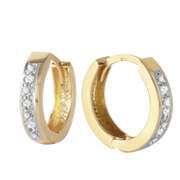 Gold Hoop Huggie Diamonds Earrings