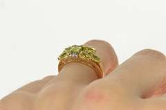 14K Yellow Gold Peridot Pear Cluster Statement Diamond Accent Ring