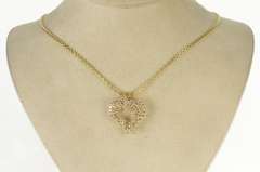 14K Yellow Gold 1.15 Ctw Diamond Freefrom Cluster Heart Pendant
