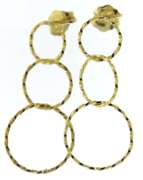 Cute Yellow Gold Circle Drop Earrings