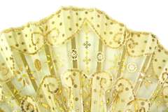 Ladies Early Silk & Lace Sequin Fan