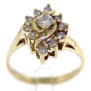 Glowing RBC Center & Halo Diamond Swirl Ring