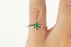 18K White Gold Princess Cut Emerald Gypsy Engagement Ring