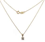 Classic 14kt YG Round Diamond Solitare Necklace