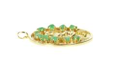 18K Yellow Gold Ornate Stylized Peruvian Face Raw Emerald Pendant