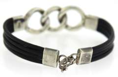 Sterling Silver & Leather Link Bracelet