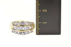 14K Yellow Gold Tiered Row Tanzanite Graduated Statement Band Ring