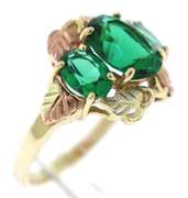 Fancy Green CZ Black Hills Gold Ring