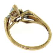Pretty Synthetic Opal and Diamond Accent Ring
