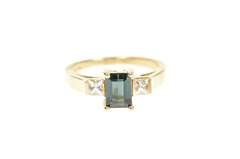 10K Yellow Gold Emerald Syn. Sapphire CZ Statement Ring
