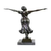 Statue Sculpture Girl Naked Art Deco Style Art Nouveau Style Bronze Decor