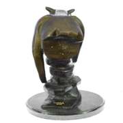 Cougar Female Lion Bronze Sculpture on Marble Base Statue