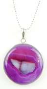 Huge Purple Geode Sterling Pendant & Long Chain