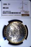 1886 Morgan Silver Dollar, MS64 NGC