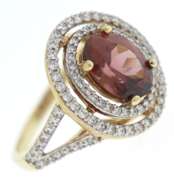 Lustrous Tourmaline w Diamond Double Halo Ring