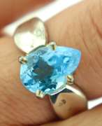 Pear Shaped Blue Topaz Sterling Silver Ring