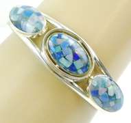 Colorful Mosaic Opal Sterling Silver Cuff