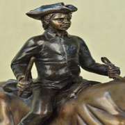 Soldier on Horse Bronze Statue on Marble Base Sculpture