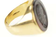 14K Yellow Gold 1930's Men's Carved Carnelian Intaglio Cameo Ring