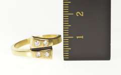 14K Yellow Gold Retro Diamond Inset Black Enamel Bypass Ring