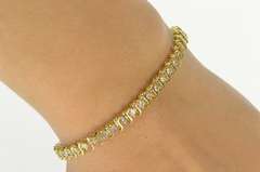 14K Yellow Gold 2.50 Ctw Diamond Inset Wavy Pattern Tennis Bracelet