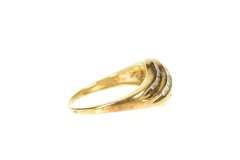 10K Yellow Gold Wavy Channel Baguette Round Diamond Band Ring