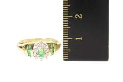 10K Yellow Gold Pear Emerald Diamond Halo Accent Classic Ring