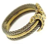 Unique 18kt Two-Tone Gold & Diamond Accent Buckle Ring