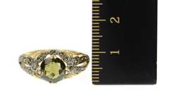 10K Yellow Gold Green Tourmaline Pave Green Diamond Ornate Ring