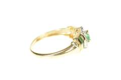 10K Yellow Gold Pear Emerald Diamond Halo Accent Classic Ring