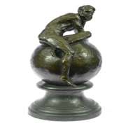 Nude Male Resting on Top of the World Bronze Sculpture