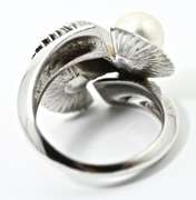 Captivating 14K White Gold Double Pearl Ring