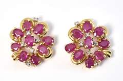 Stunning Ruby Cluster Earrings