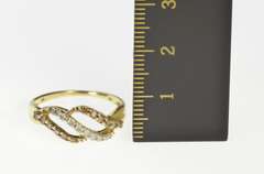 10K Yellow Gold Tiered Diamond Wave Twist Design Statement Ring