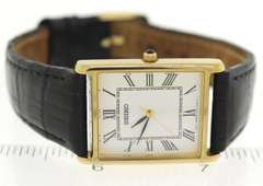 Seiko Tank Rectangle Gold Plated Quartz Watch