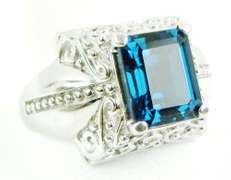 Vibrant London Blue Topaz Sterling Ring, 12.25